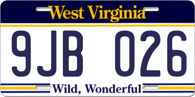 WV license plate 9JB026