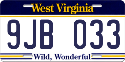 WV license plate 9JB033