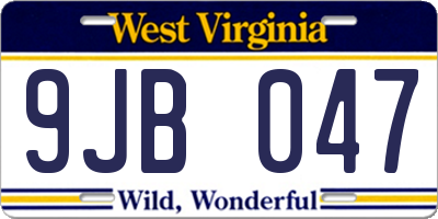 WV license plate 9JB047
