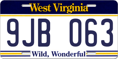 WV license plate 9JB063