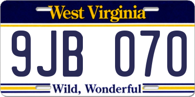 WV license plate 9JB070