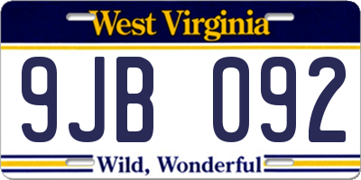 WV license plate 9JB092