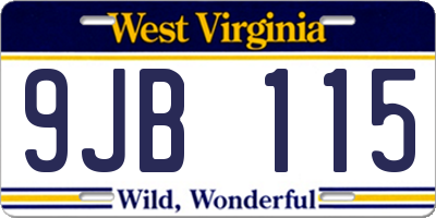 WV license plate 9JB115