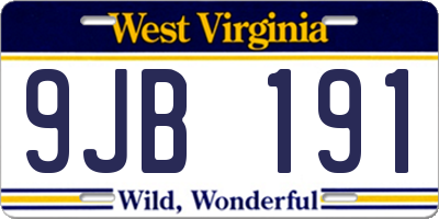 WV license plate 9JB191