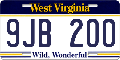 WV license plate 9JB200