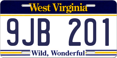 WV license plate 9JB201