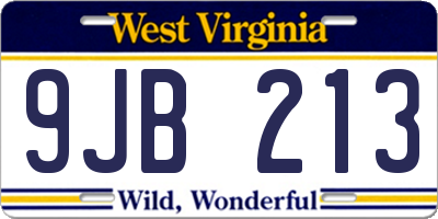 WV license plate 9JB213