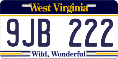WV license plate 9JB222