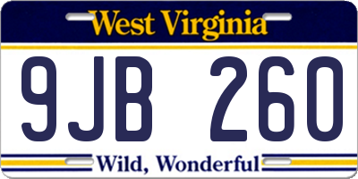 WV license plate 9JB260