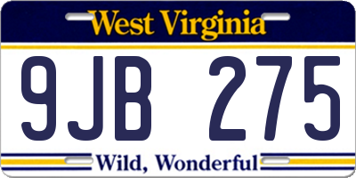 WV license plate 9JB275