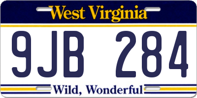 WV license plate 9JB284