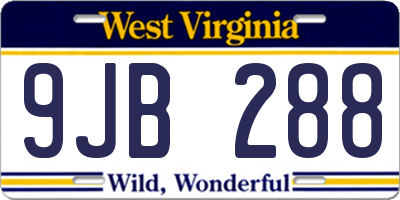 WV license plate 9JB288