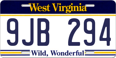 WV license plate 9JB294