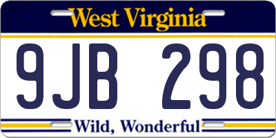 WV license plate 9JB298