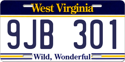 WV license plate 9JB301