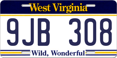 WV license plate 9JB308