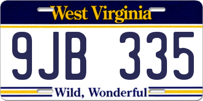 WV license plate 9JB335