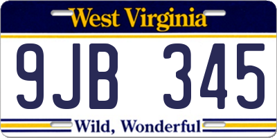 WV license plate 9JB345
