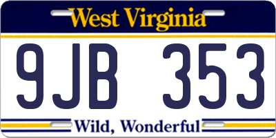 WV license plate 9JB353