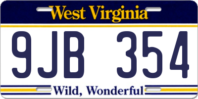WV license plate 9JB354