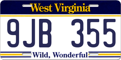 WV license plate 9JB355