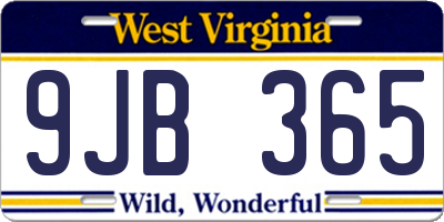 WV license plate 9JB365