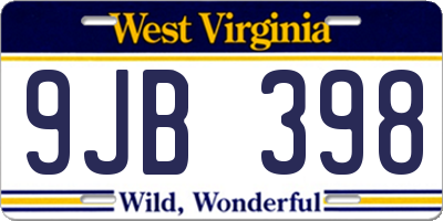 WV license plate 9JB398