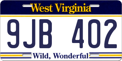 WV license plate 9JB402