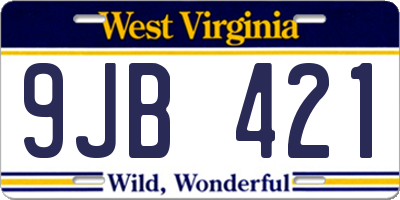 WV license plate 9JB421
