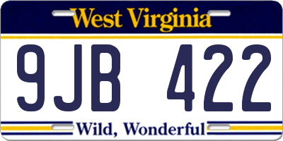 WV license plate 9JB422