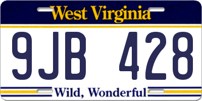 WV license plate 9JB428