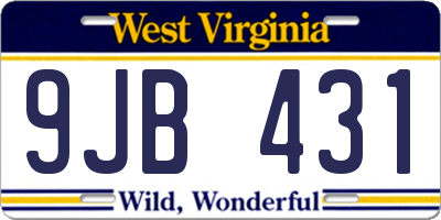 WV license plate 9JB431
