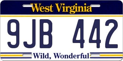 WV license plate 9JB442