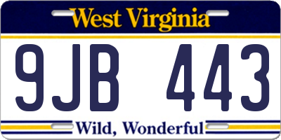 WV license plate 9JB443