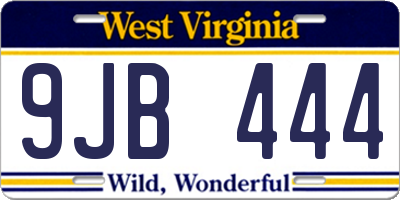 WV license plate 9JB444