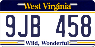 WV license plate 9JB458
