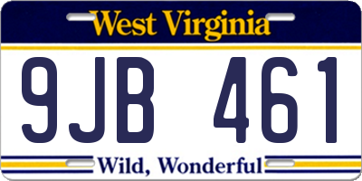 WV license plate 9JB461