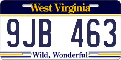 WV license plate 9JB463