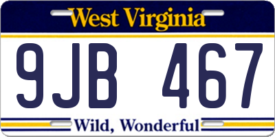 WV license plate 9JB467