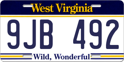 WV license plate 9JB492
