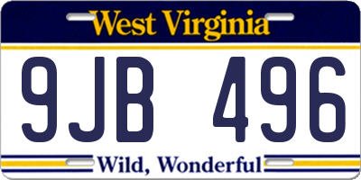 WV license plate 9JB496