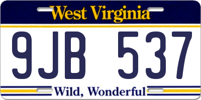 WV license plate 9JB537