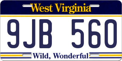 WV license plate 9JB560
