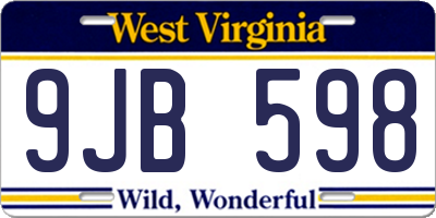 WV license plate 9JB598