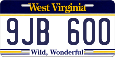 WV license plate 9JB600