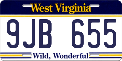 WV license plate 9JB655