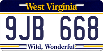 WV license plate 9JB668