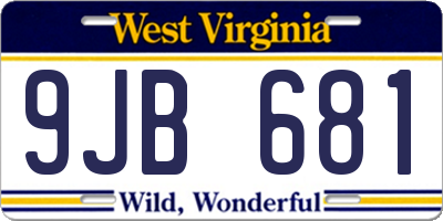 WV license plate 9JB681