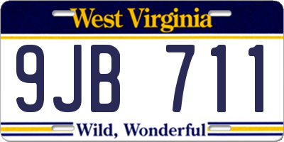 WV license plate 9JB711