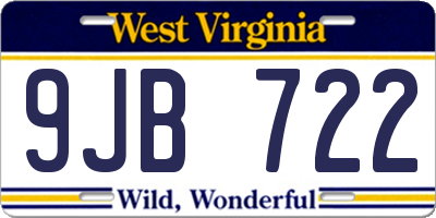 WV license plate 9JB722